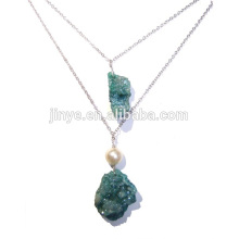 Fashion Bling Bling Grün Druzy Schicht Halskette